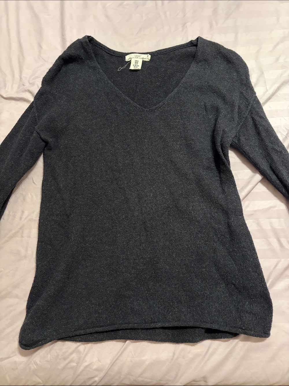 Charcoal V-Neck Long Sleeve Top